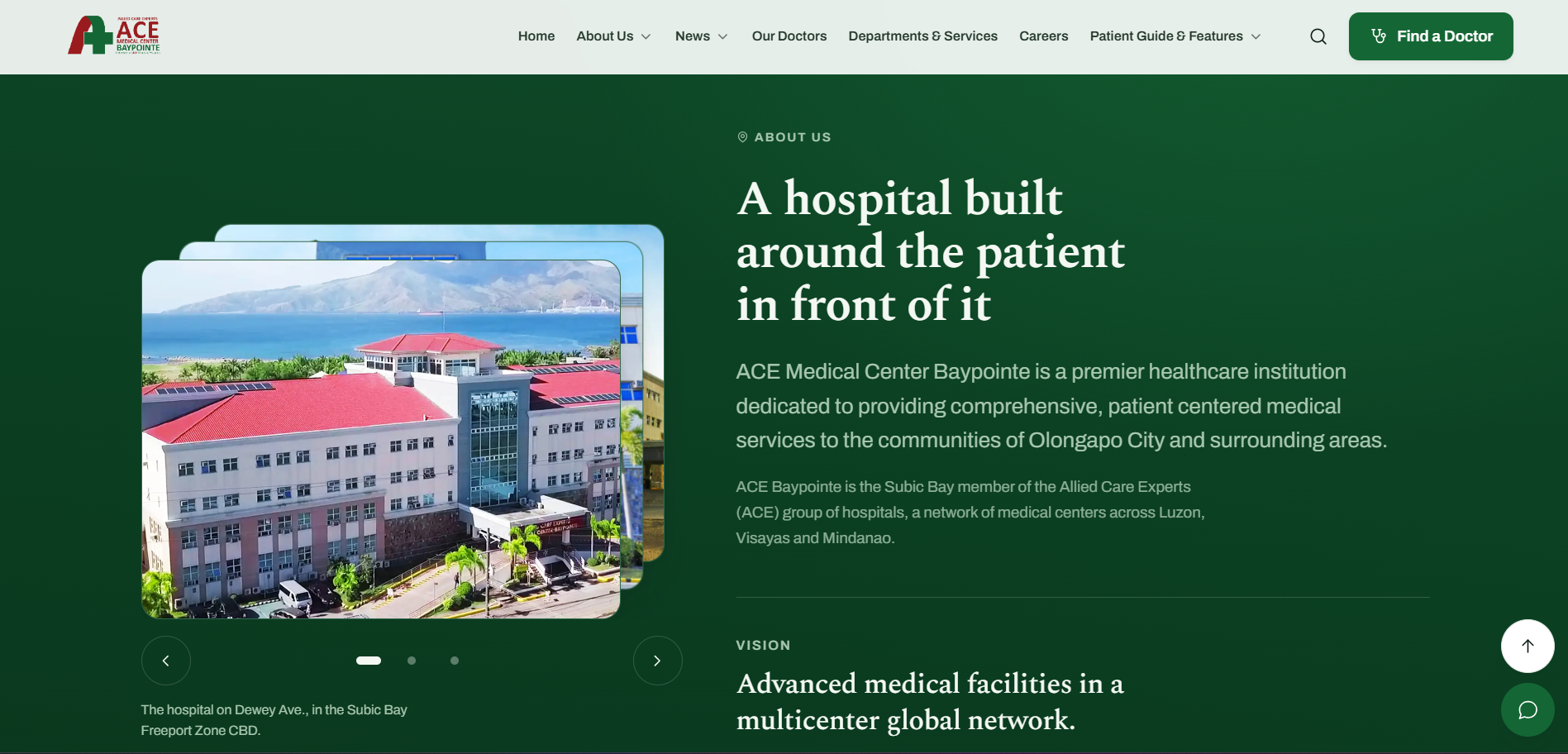AceBaypointe about section introducing the hospital