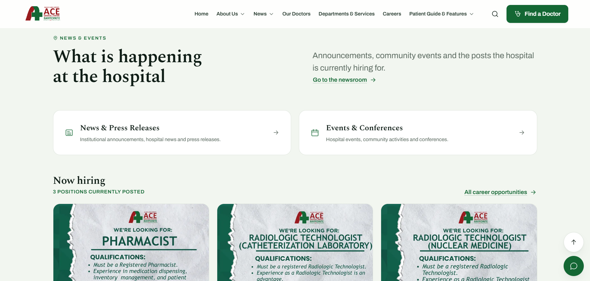 AceBaypointe news, events and hiring section
