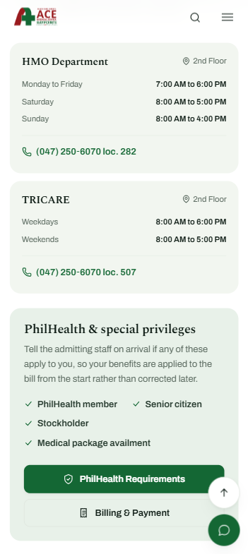 AceBaypointe insurance and billing guide on mobile