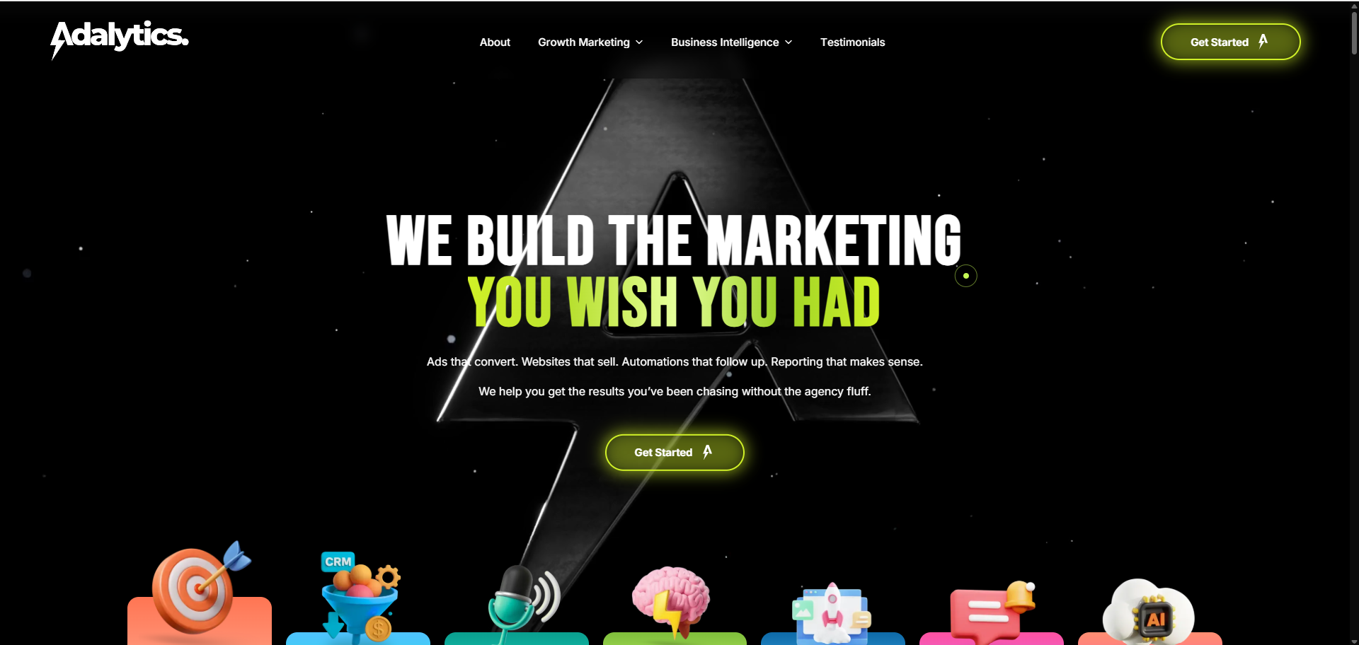 Adalytics landing page desktop hero screenshot