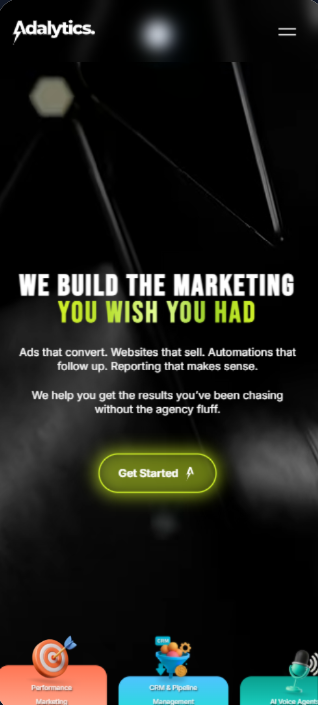 Adalytics mobile landing page screenshot