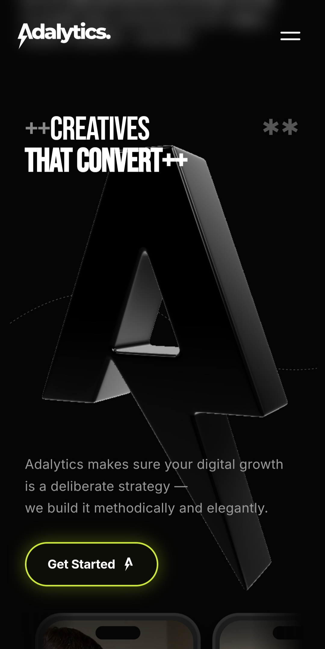 Adalytics showcase intro on mobile