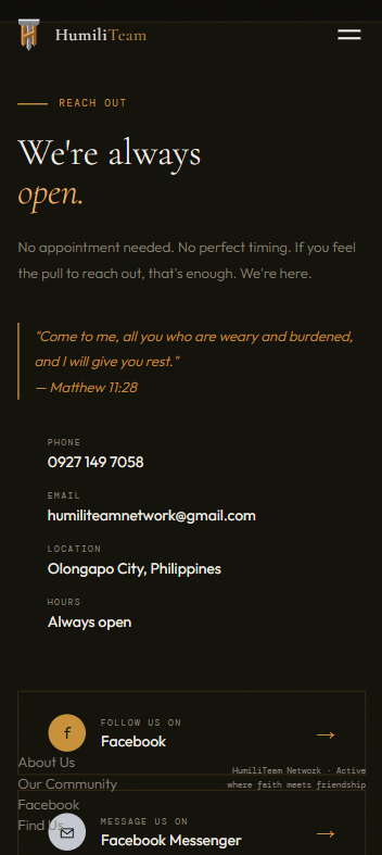 HumiliTeam footer on mobile
