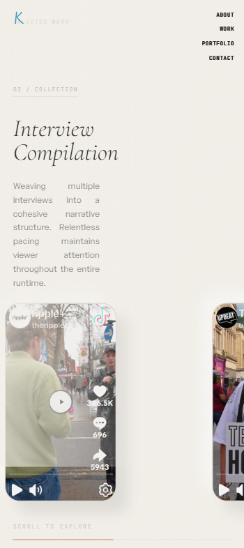 Knel showcase section on mobile